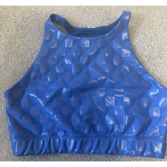 Peloton Racerback Sports Bra Womens Medium M Blue Show Up Foil - Picture 1 of 3